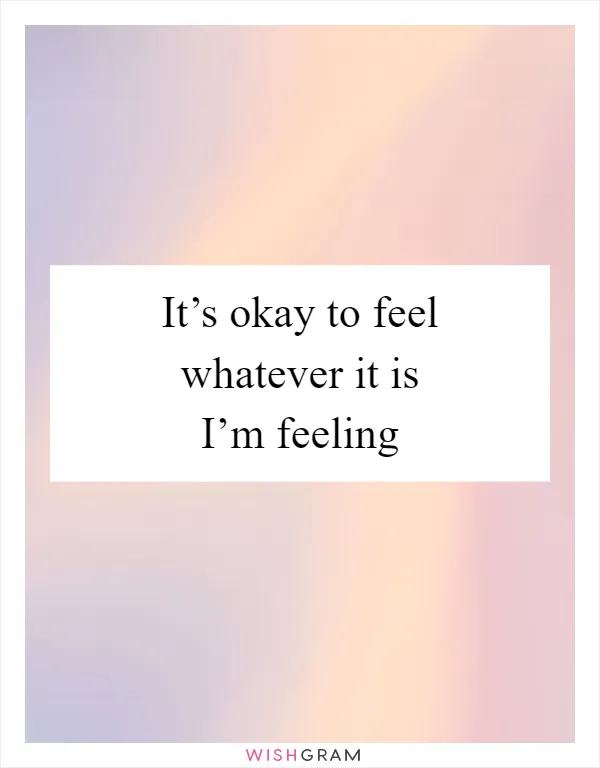 It’s okay to feel whatever it is I’m feeling