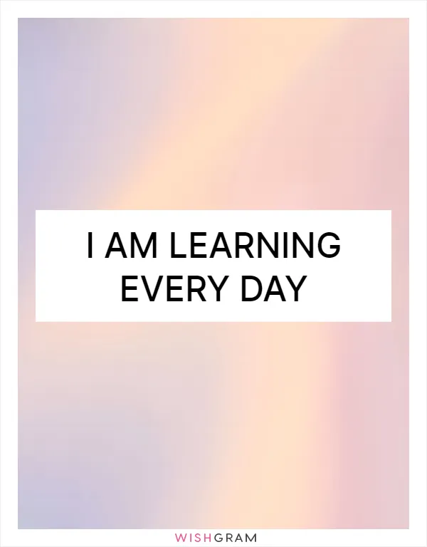 I am learning every day