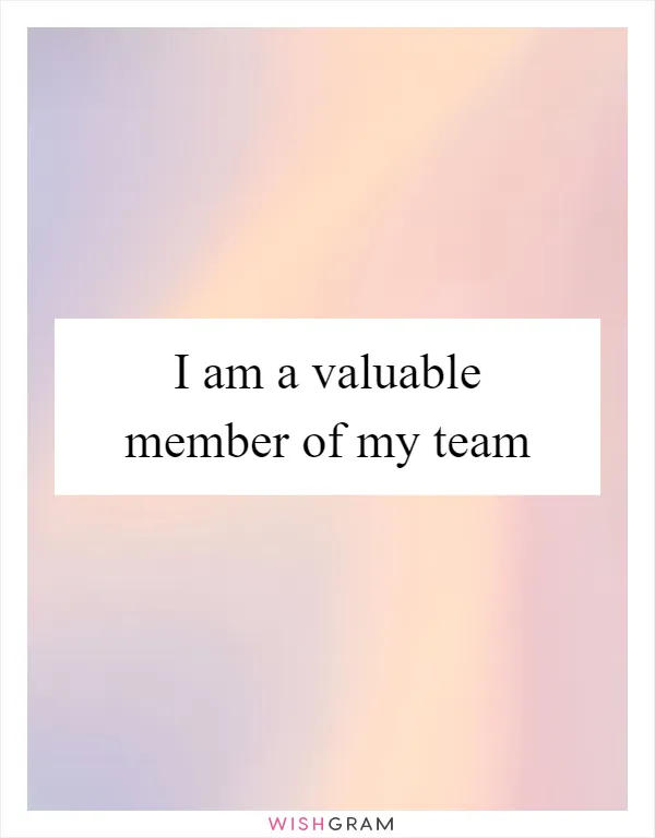 I am a valuable member of my team