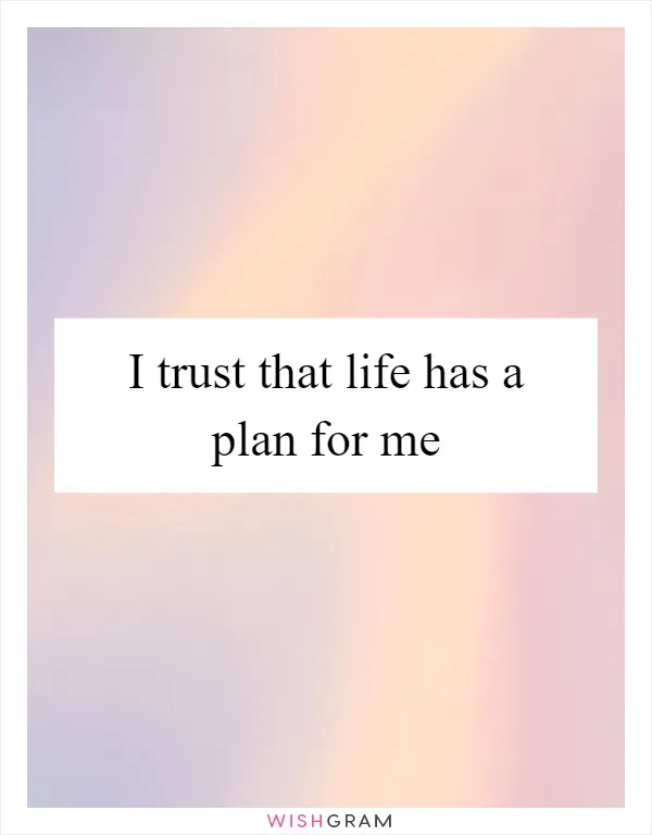 I trust that life has a plan for me