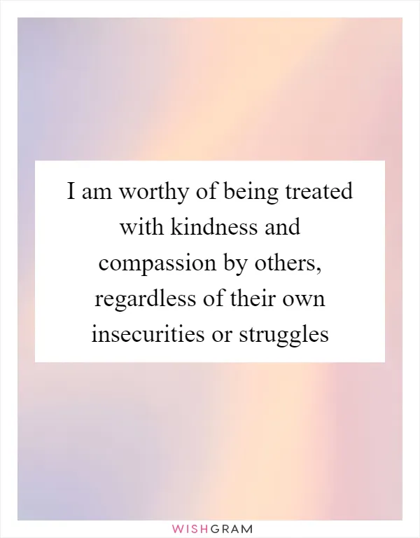 I am worthy of being treated with kindness and compassion by others, regardless of their own insecurities or struggles