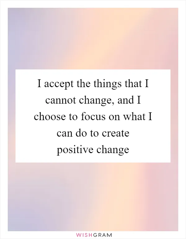 I accept the things that I cannot change, and I choose to focus on what I can do to create positive change