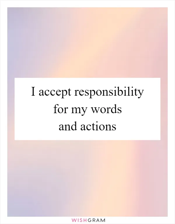 I accept responsibility for my words and actions