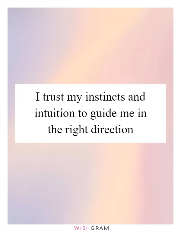 I trust my instincts and intuition to guide me in the right direction