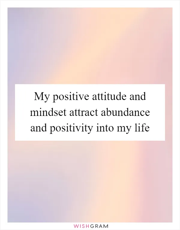 My positive attitude and mindset attract abundance and positivity into my life