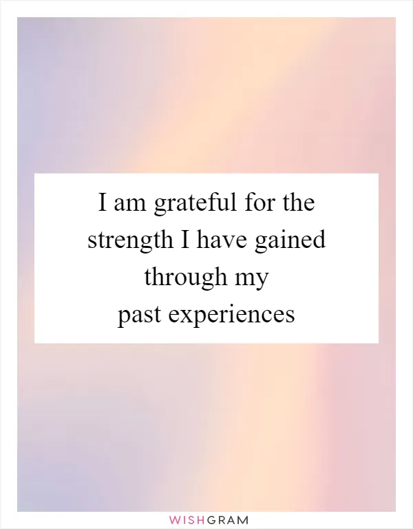 I am grateful for the strength I have gained through my past experiences