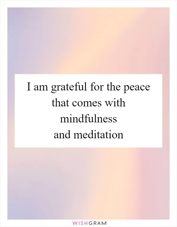 I am grateful for the peace that comes with mindfulness and meditation