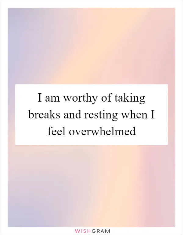 I am worthy of taking breaks and resting when I feel overwhelmed