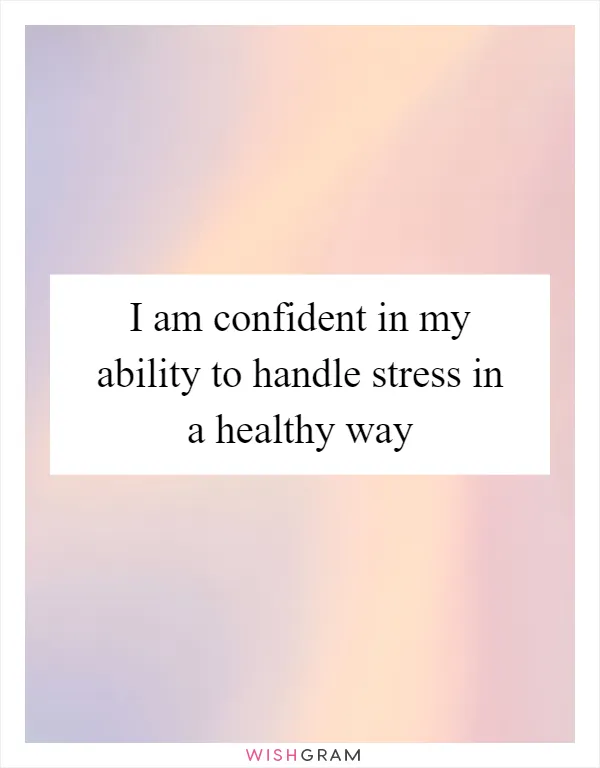 I am confident in my ability to handle stress in a healthy way