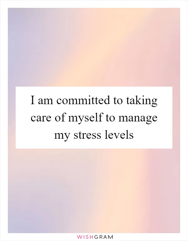 I am committed to taking care of myself to manage my stress levels