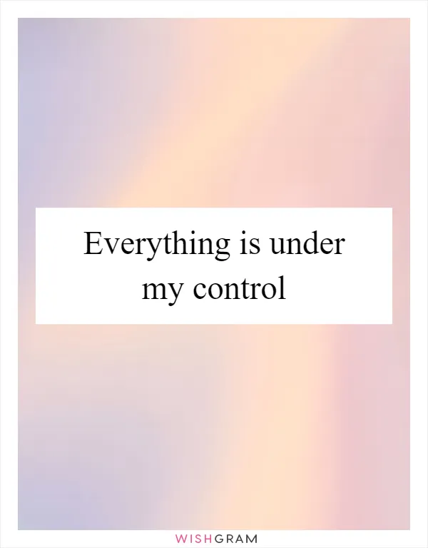 Everything is under my control