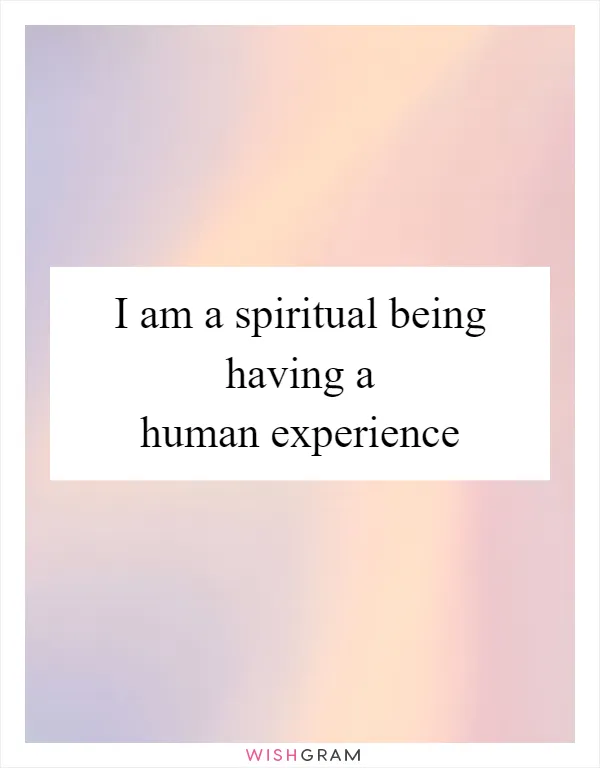 I am a spiritual being having a human experience