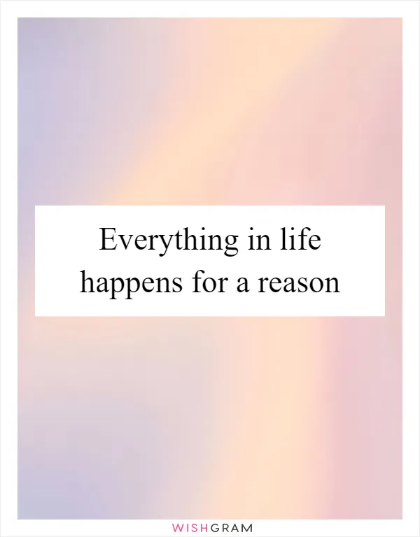 Everything in life happens for a reason