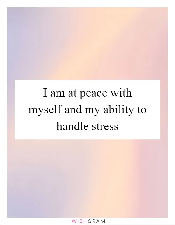 I am at peace with myself and my ability to handle stress