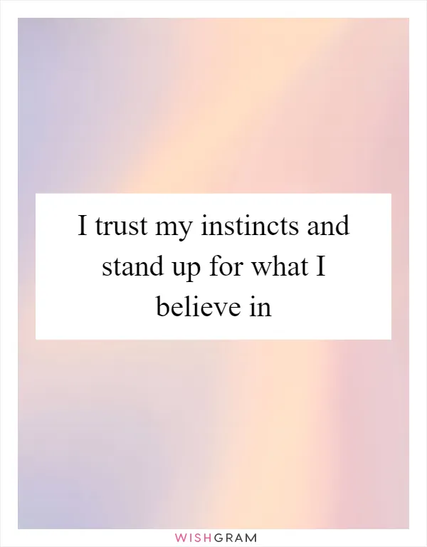 I trust my instincts and stand up for what I believe in