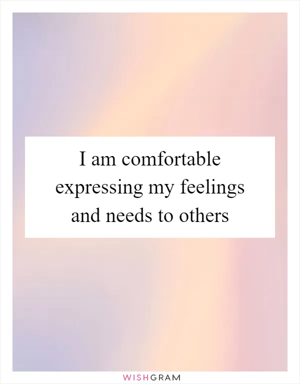 I am comfortable expressing my feelings and needs to others