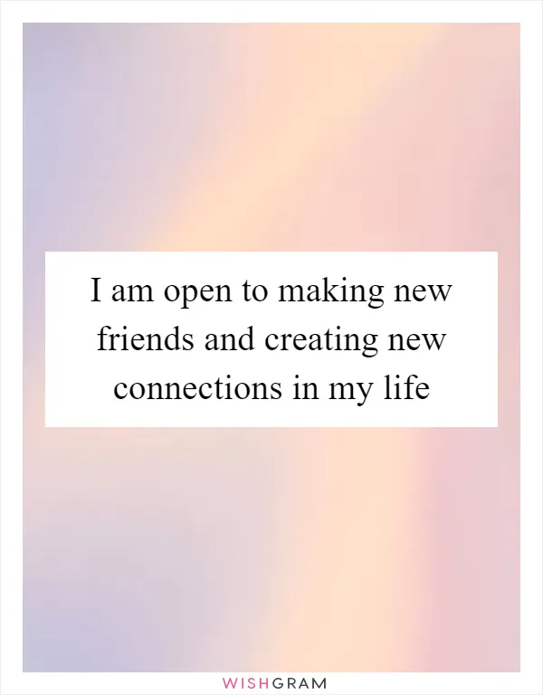 I am open to making new friends and creating new connections in my life