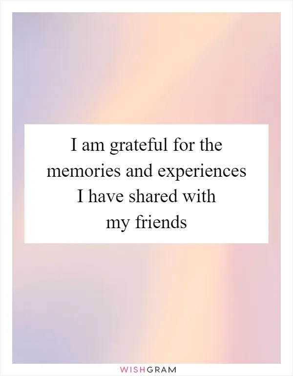 I am grateful for the memories and experiences I have shared with my friends