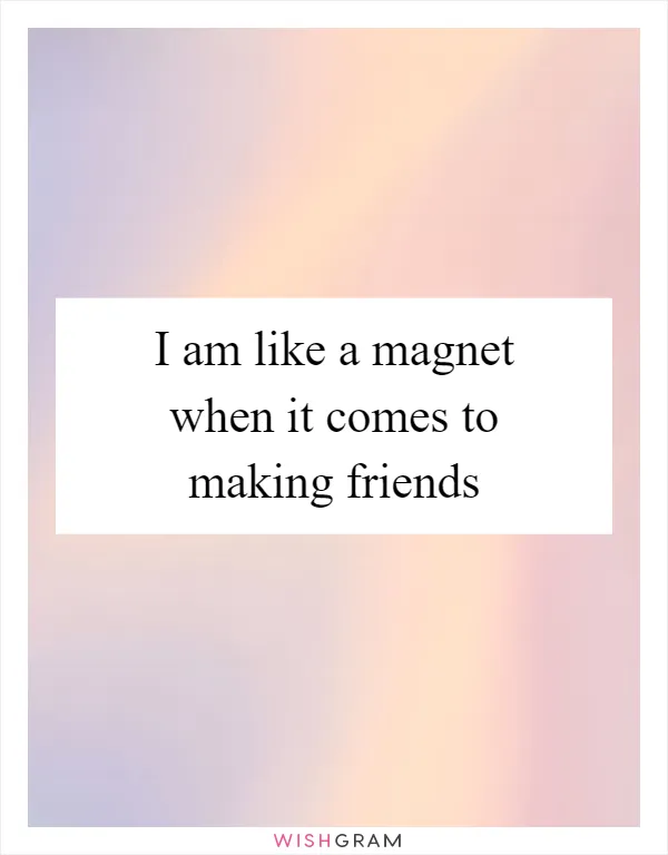 I am like a magnet when it comes to making friends