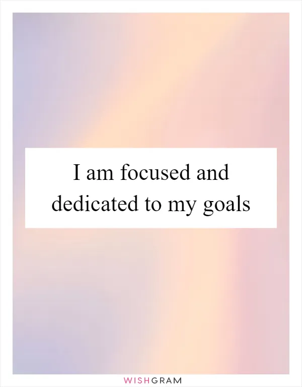 I am focused and dedicated to my goals