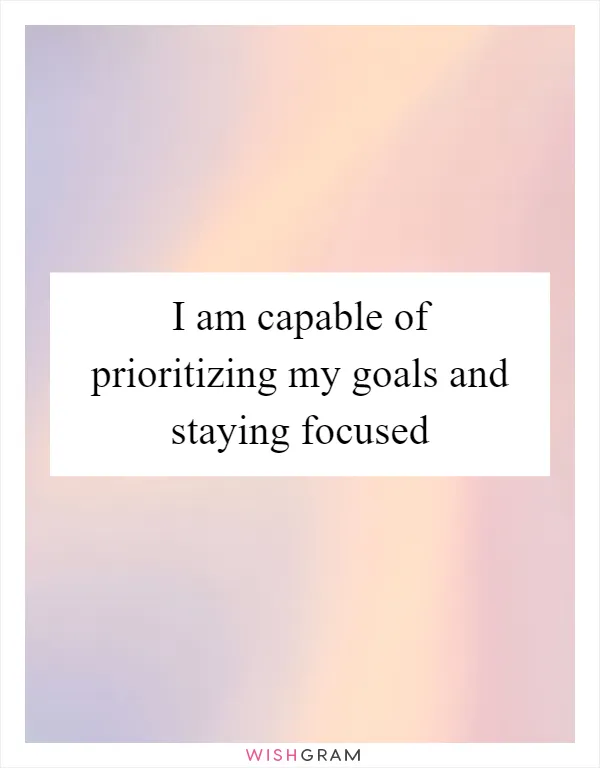 I am capable of prioritizing my goals and staying focused