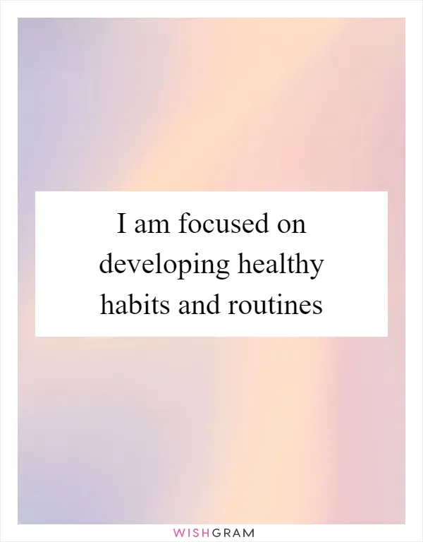 I am focused on developing healthy habits and routines