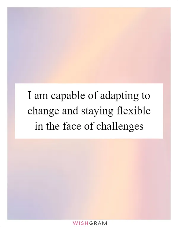 I am capable of adapting to change and staying flexible in the face of challenges