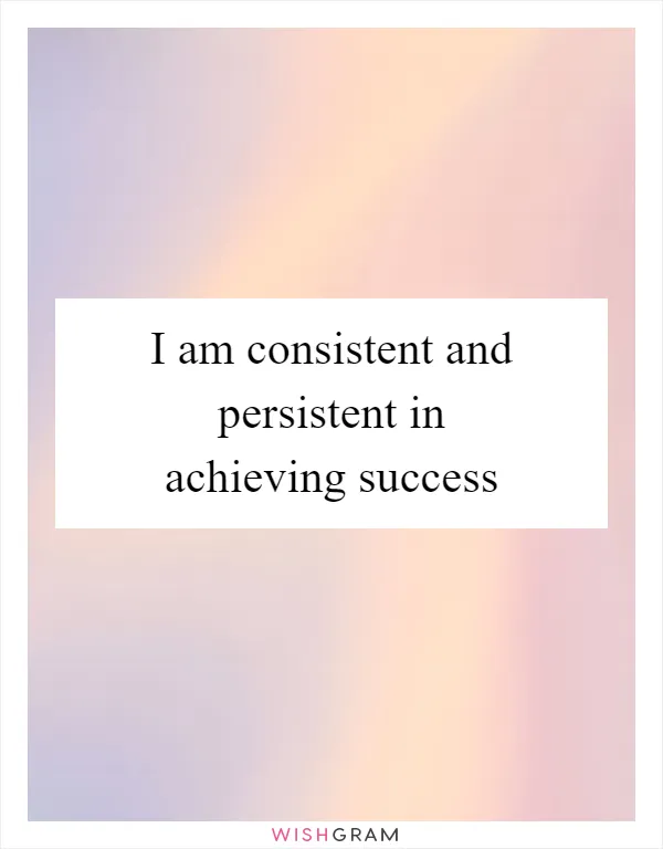 I am consistent and persistent in achieving success