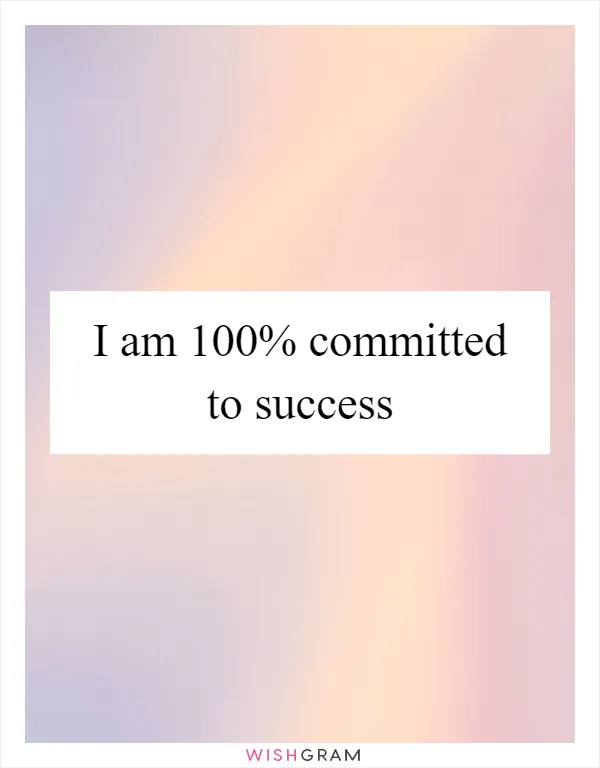 I am 100% committed to success