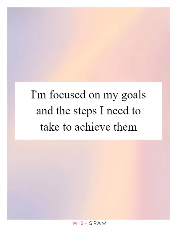 I'm focused on my goals and the steps I need to take to achieve them