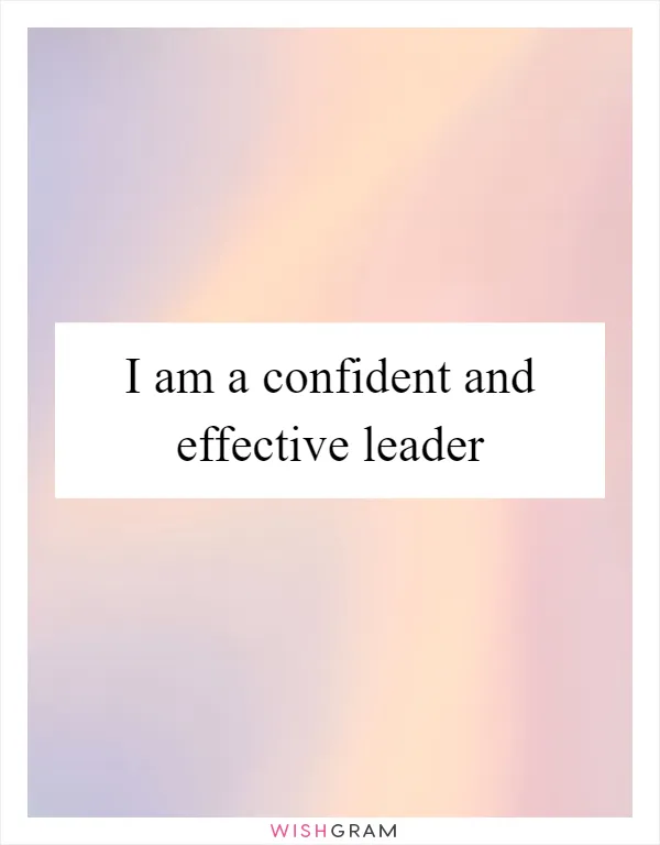 I am a confident and effective leader