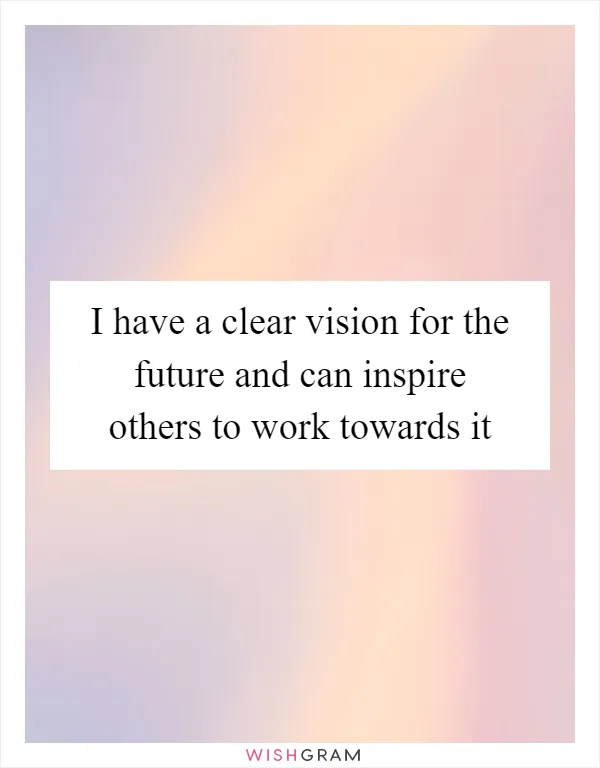 I have a clear vision for the future and can inspire others to work towards it