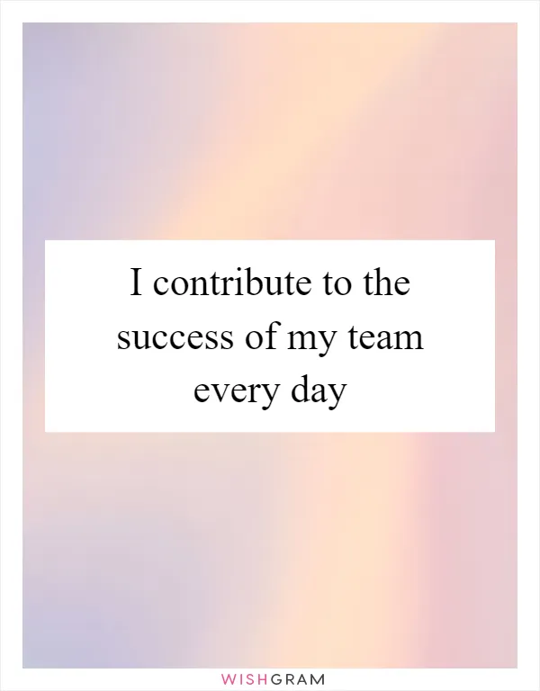 I contribute to the success of my team every day