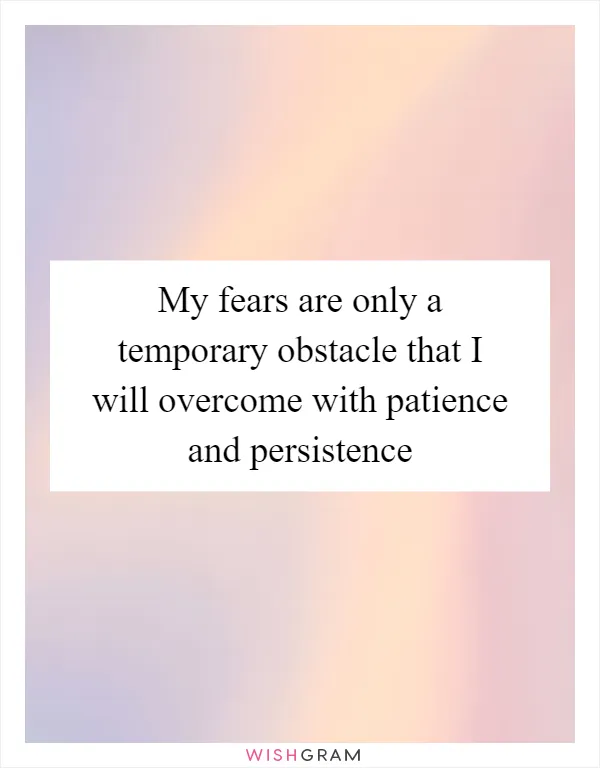 My fears are only a temporary obstacle that I will overcome with patience and persistence