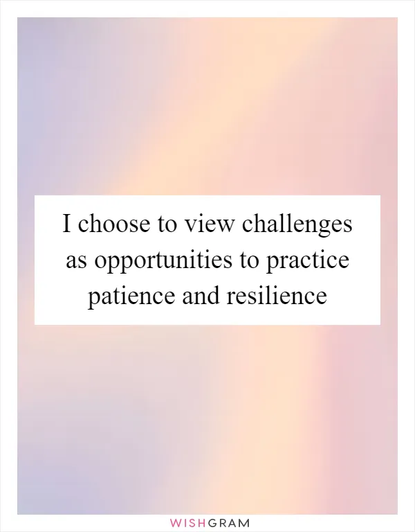 I choose to view challenges as opportunities to practice patience and resilience