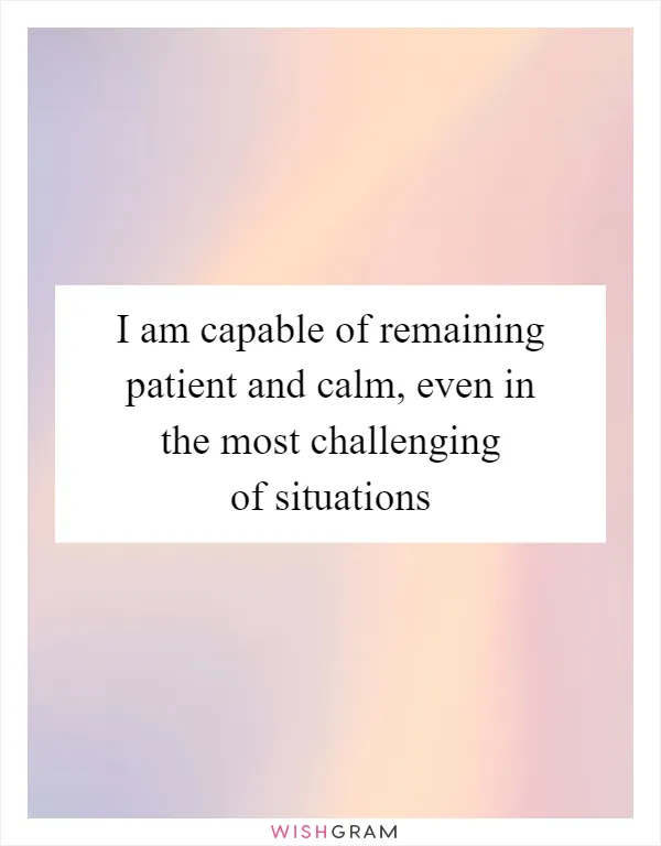 I am capable of remaining patient and calm, even in the most challenging of situations