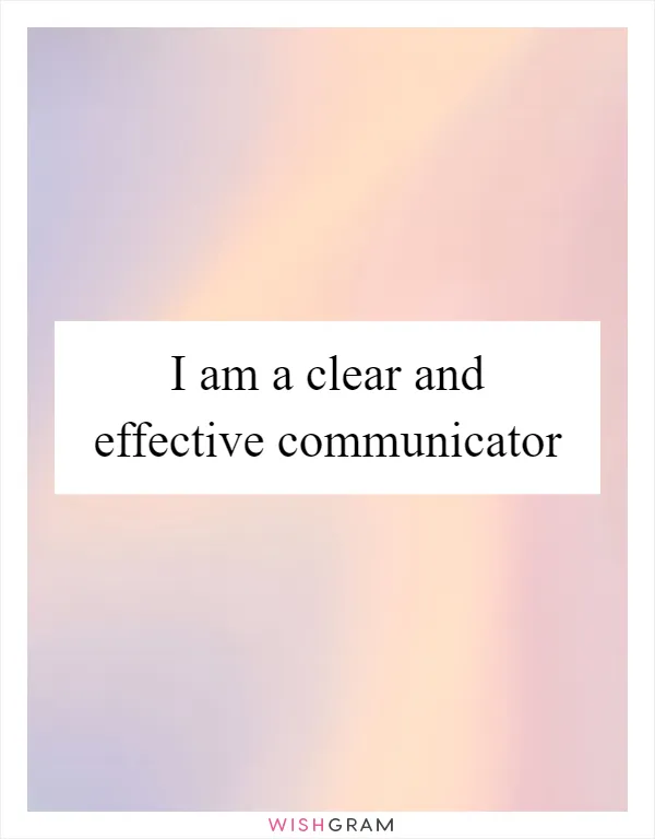 I am a clear and effective communicator