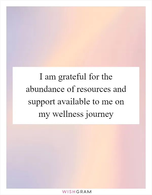 I am grateful for the abundance of resources and support available to me on my wellness journey