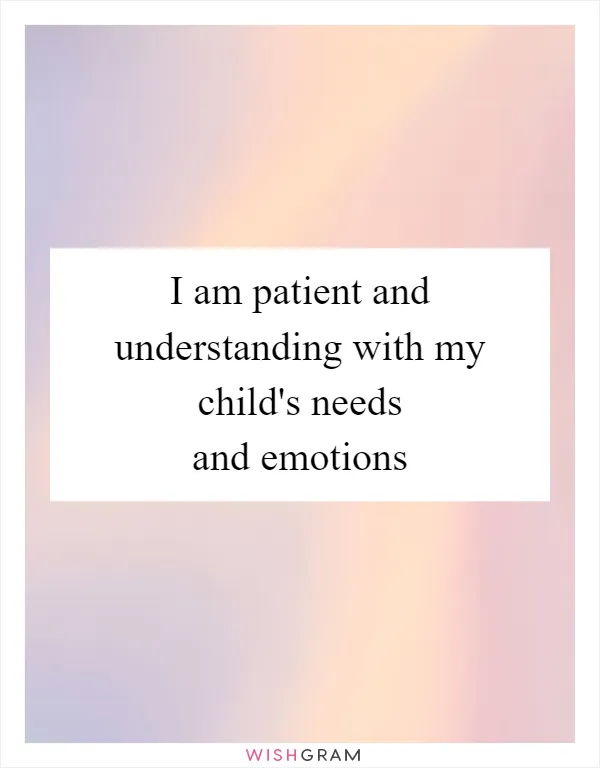 I am patient and understanding with my child's needs and emotions