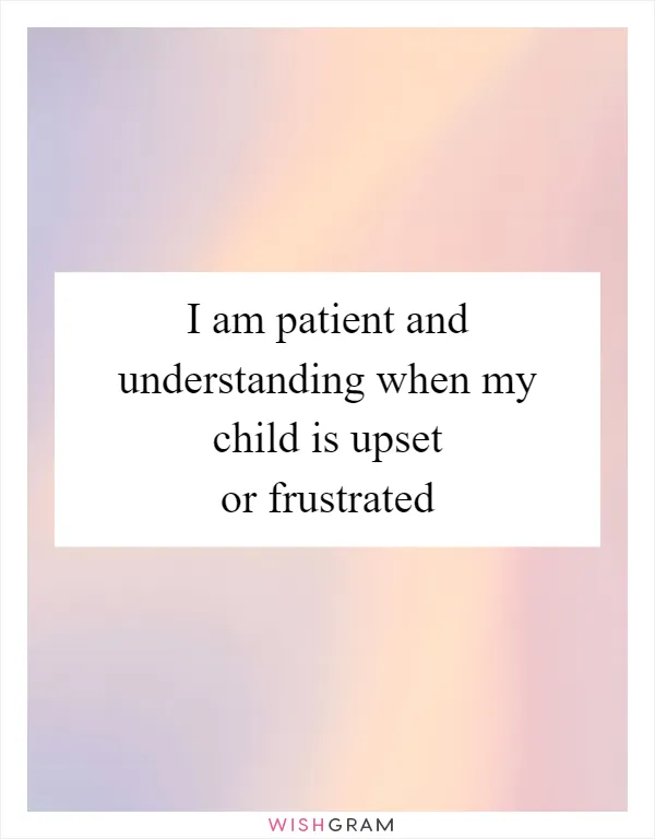 I am patient and understanding when my child is upset or frustrated