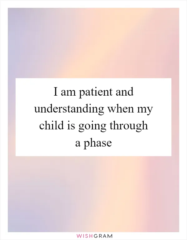 I am patient and understanding when my child is going through a phase