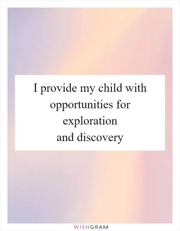 I provide my child with opportunities for exploration and discovery
