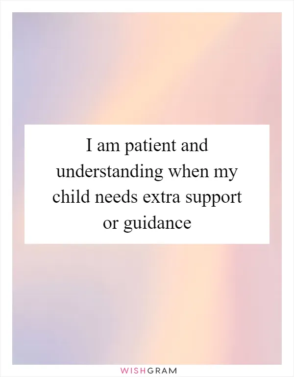I am patient and understanding when my child needs extra support or guidance