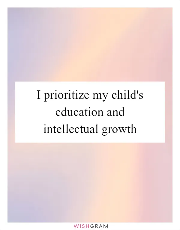 I prioritize my child's education and intellectual growth