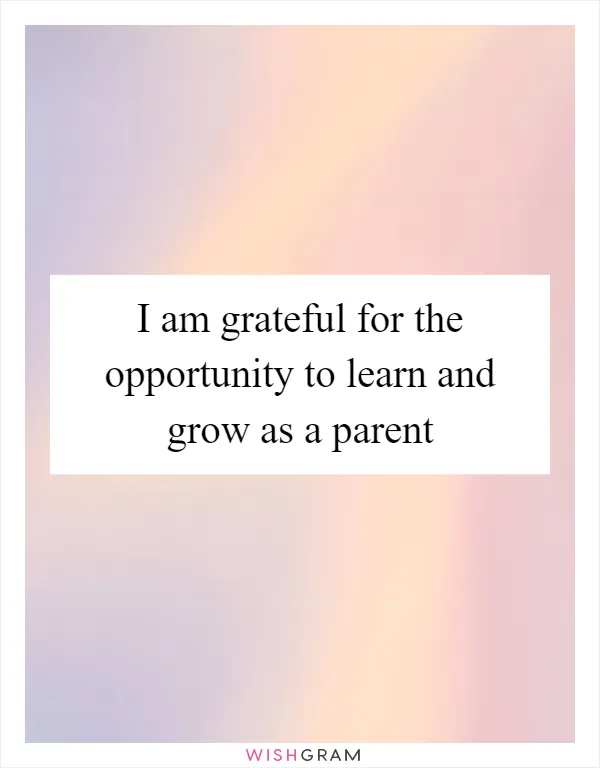 I am grateful for the opportunity to learn and grow as a parent