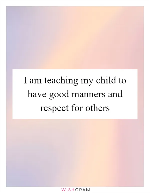 I am teaching my child to have good manners and respect for others