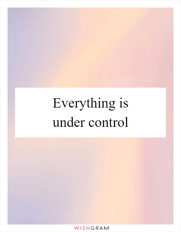 Everything is under control
