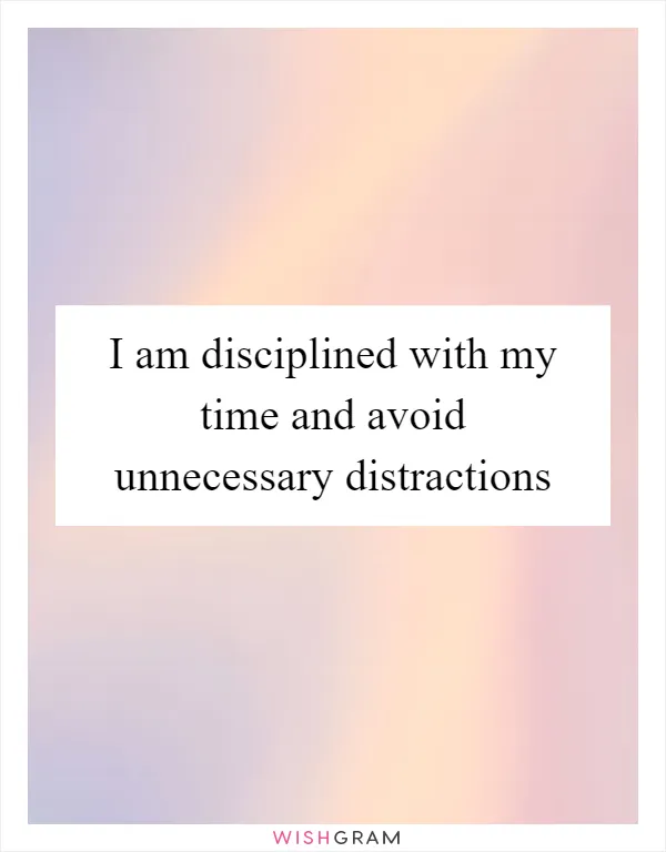 I am disciplined with my time and avoid unnecessary distractions