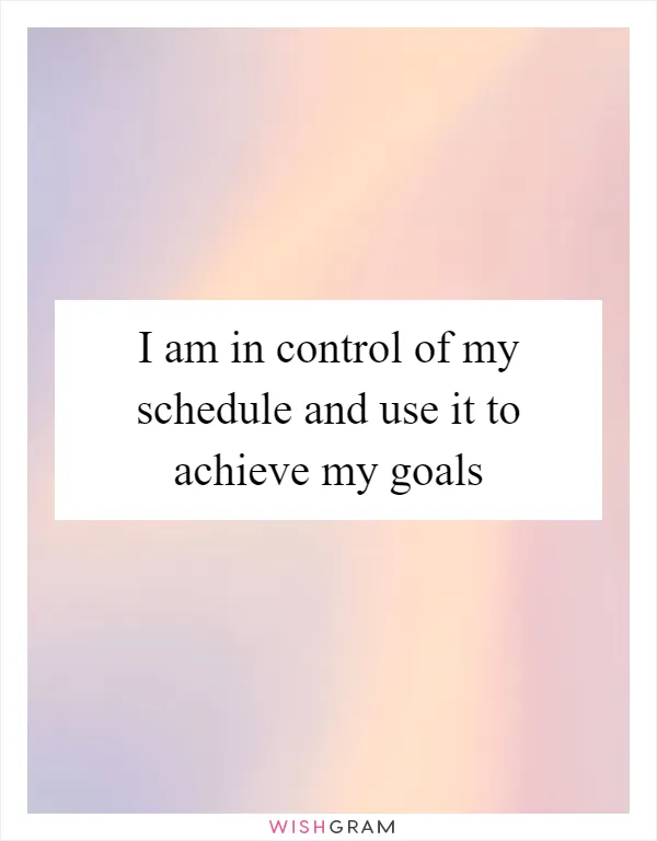 I am in control of my schedule and use it to achieve my goals