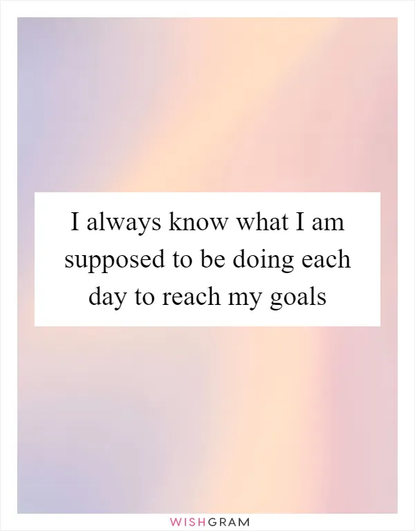 I always know what I am supposed to be doing each day to reach my goals